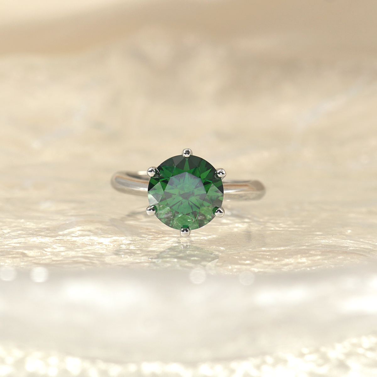 2ct Round Synthetic Moissanite Six Prong Ring S925