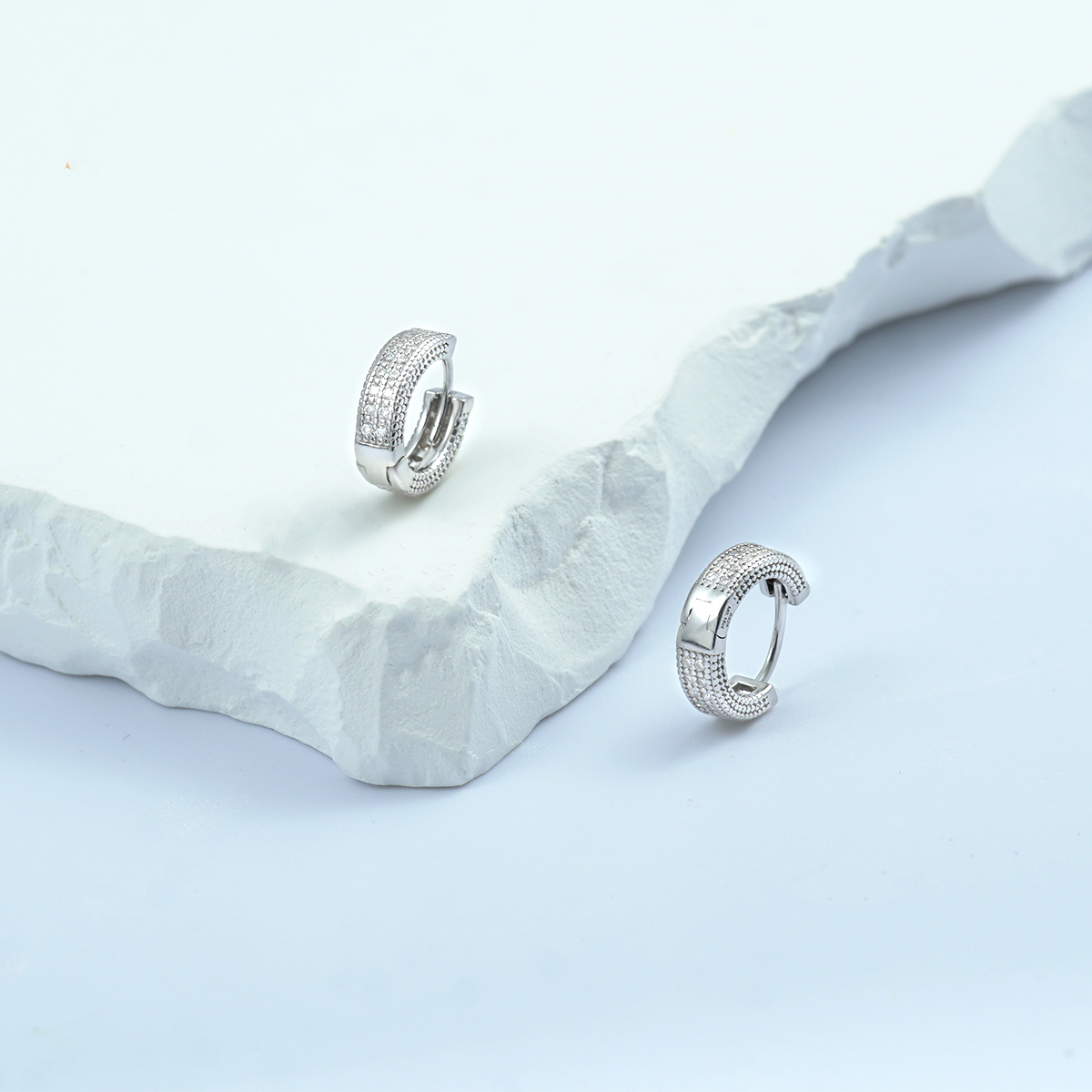 S925 Round VVS Synthetic Moissanite Iced Hoop Earring Birthday Mother's Day Gifts for Men Women