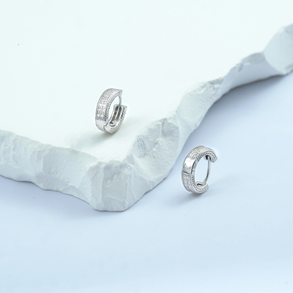 S925 Round VVS Synthetic Moissanite Iced Hoop Earring Birthday Mother's Day Gifts for Men Women