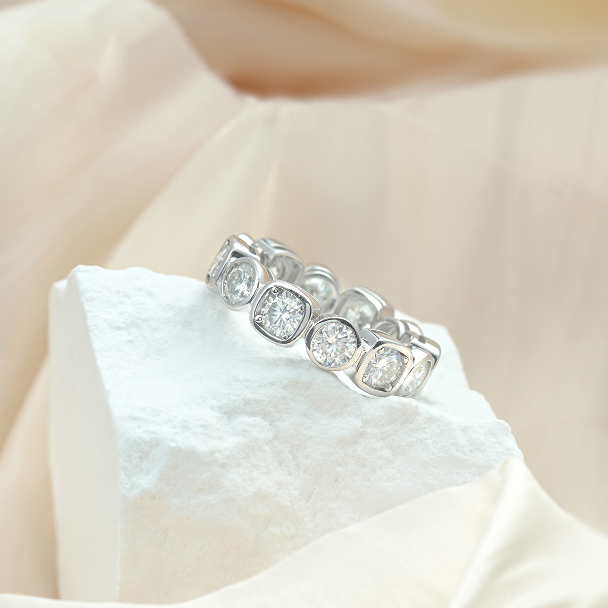 S925 6ct Round D Color VVS Synthetic Moissanite Luxury Hip Hop Ring For Men Women