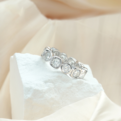 S925 6ct Round D Color VVS Synthetic Moissanite Luxury Hip Hop Ring For Men Women