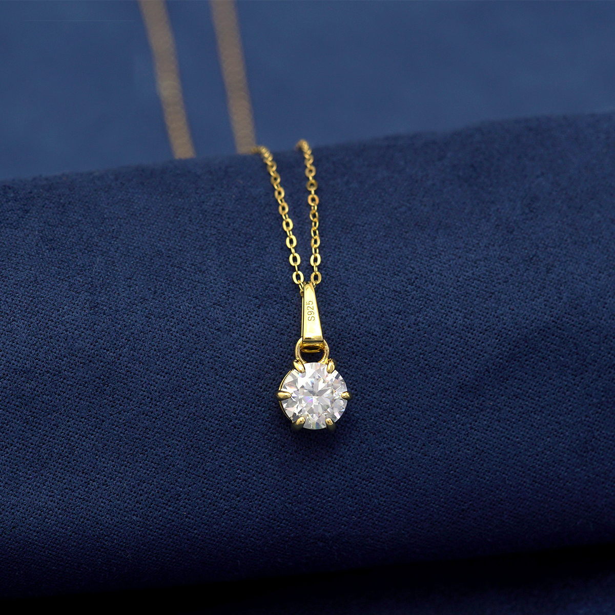 S925 1-2CT SYNTHETIC MOISSANITE SIX-PRONG PENDANT CHAIN GIFT