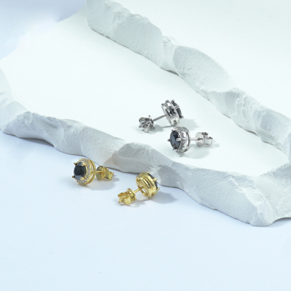 ICEBURST  Halo Spark Stud Earrings 925S & VVS Moissanite