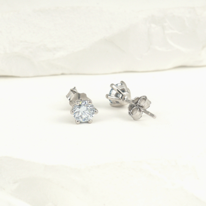 1ct Round Synthetic Moissanite Six Prong Stud Earrings S925