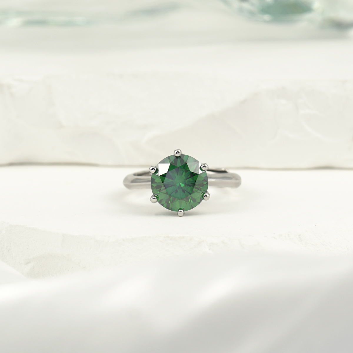 2ct Round Synthetic Moissanite Six Prong Ring S925