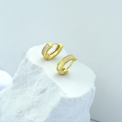 S925 Round VVS Synthetic Moissanite Iced Hoop Earring Birthday Mother's Day Gifts for Men Women