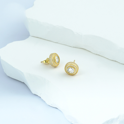 IcePulse Round Bling Stud Earrings 925S & VVS Moissanite
