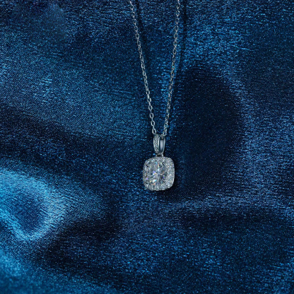 S925 1CT ROUND SYNTHETIC MOISSANITE ROMANTIC NECKLACE PENDANT GIFT FOR WOMEN