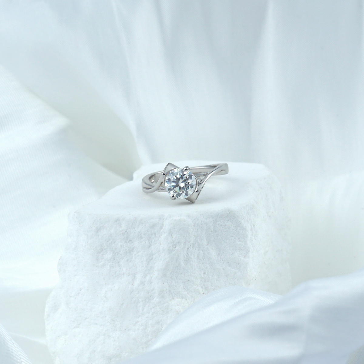 0.5-1ct Round Synthetic Moissanite Ring S925