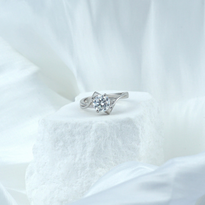 0.5-1ct Round Synthetic Moissanite Ring S925