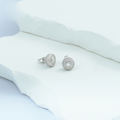 IcePulse Round Bling Stud Earrings 925S & VVS Moissanite