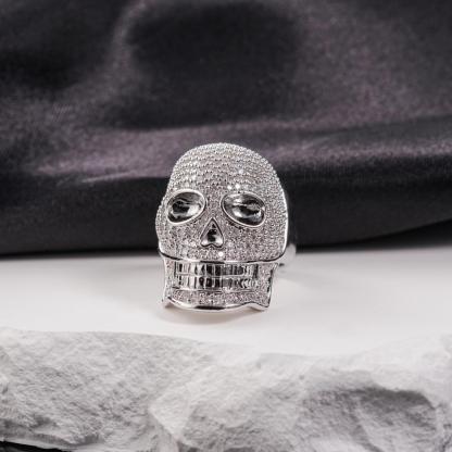 2.8ct Infinite Bone Ring Cool Hip Hop Rock Skull Ring VVS Synthetic Moissanite Ring Jewelry Copper Band