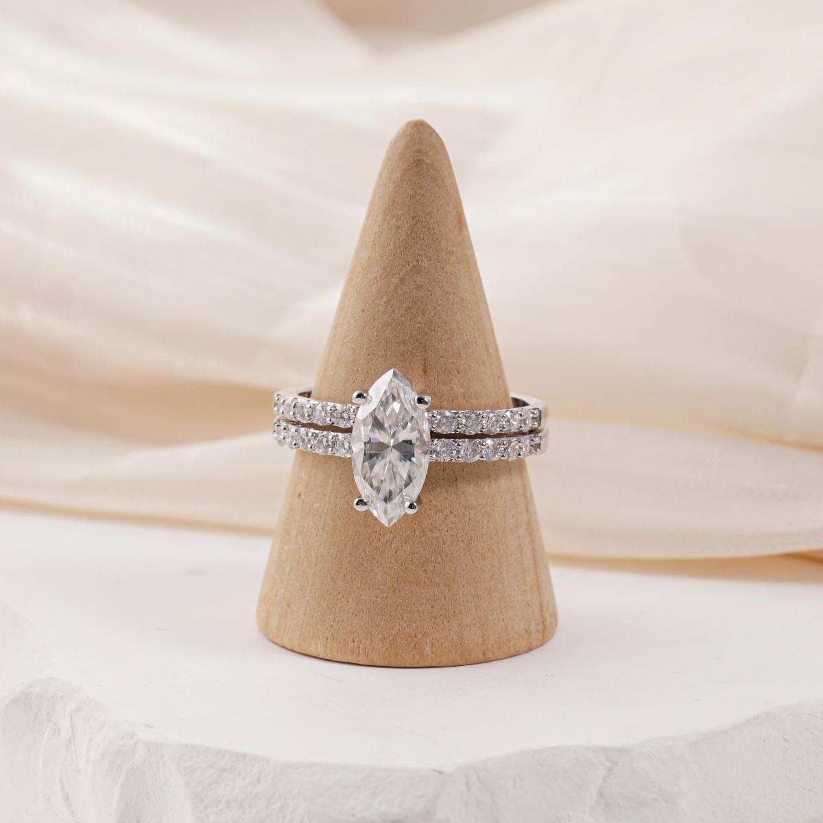 2.5ct Beyond the Horizon Ring Wedding Set Stacking Ring Marquise Cut VVS Synthetic Moissanite Ring Jewelry S925/Copper Band