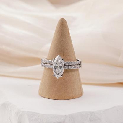 2.5ct Beyond the Horizon Ring Wedding Set Stacking Ring Marquise Cut VVS Synthetic Moissanite Ring Jewelry S925/Copper Band