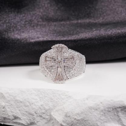 2ct Eternal Pillar Ring Fully Iced Out Ring Gothic Ring Band VVS Synthetic Moissanite Ring Jewelry Copper Band