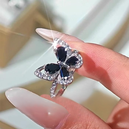 1.6ct S925 Black Butterfly Pear Synthetic Moissanite Unique Ring