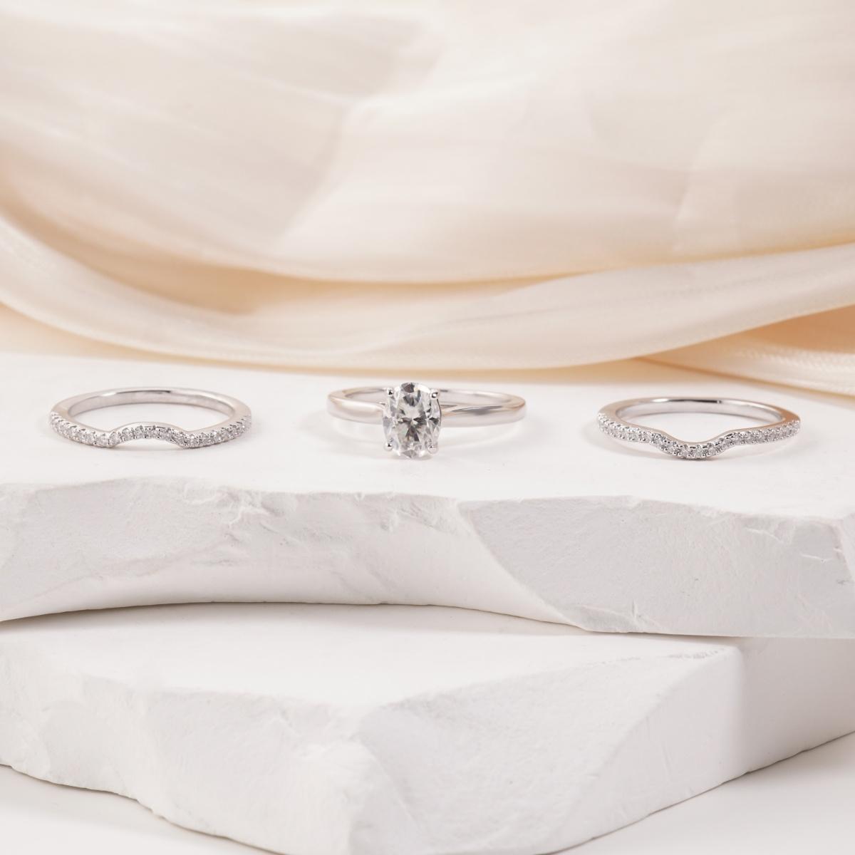 1.8ct Heavenly Nest Ring Engagement Ring Triple Stacking Ring VVS Synthetic Moissanite Ring Jewelry Copper Band