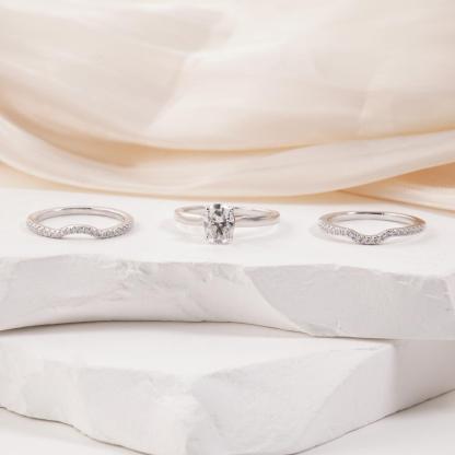 1.8ct Heavenly Nest Ring Engagement Ring Triple Stacking Ring VVS Synthetic Moissanite Ring Jewelry Copper Band