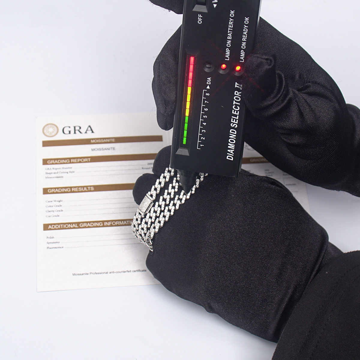 03style 6.8MM S925 VVS Synthetic Moissanite Hip Hop Iced Out Cuban Link Necklace Chain