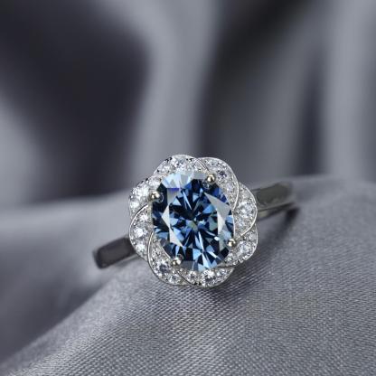 2ct Oval Synthetic Moissanite Delicate Flower Ring S925