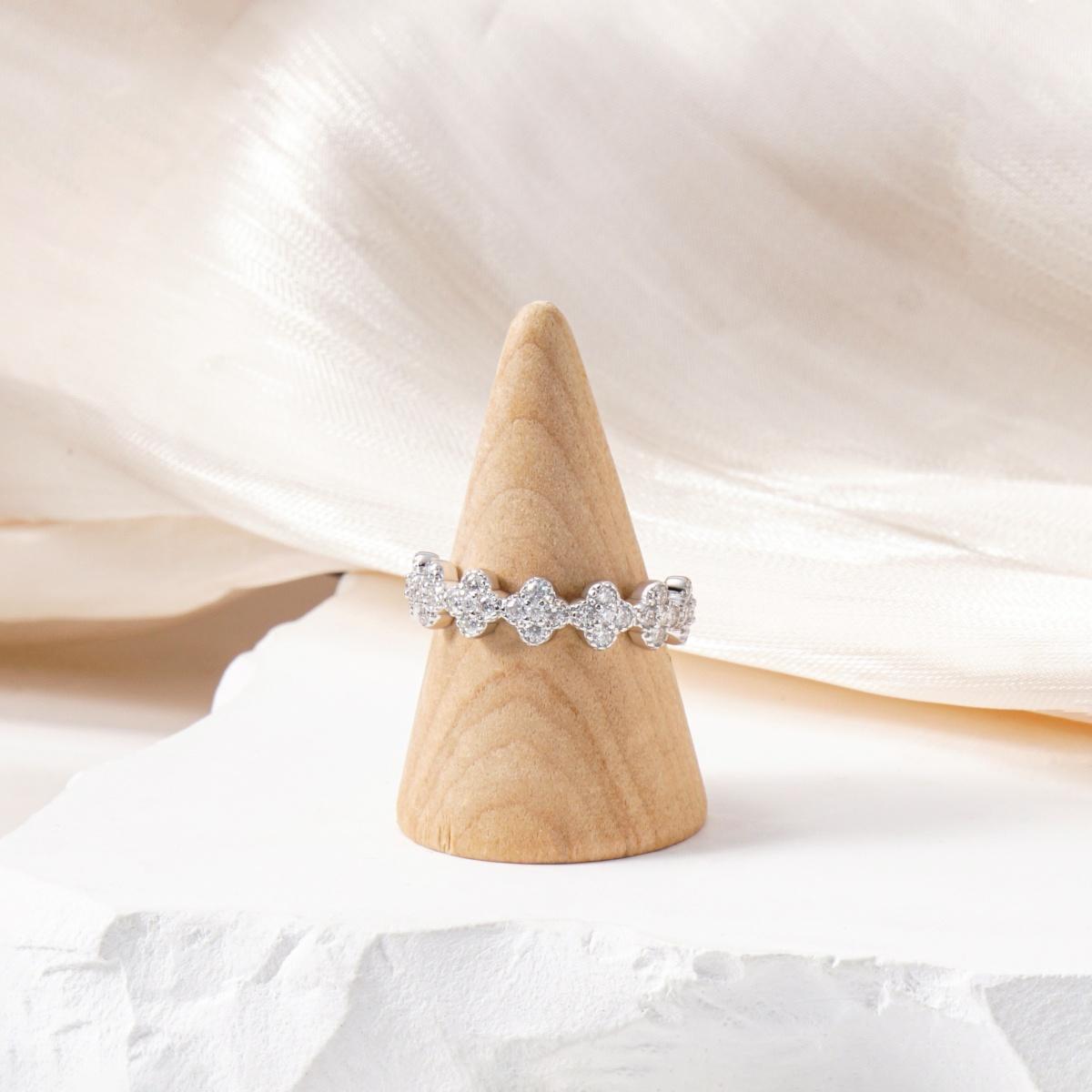 Delzzad 0.6ct Luxury Floral Eternity Band Cluster Ring Synthetic Moissanite Wedding Bands Ring S925 Sterling Silver Moissanite Jewelry Perfect Birthday Engagement Wedding Anniversary Gift