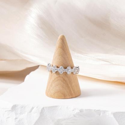 Delzzad 0.6ct Luxury Floral Eternity Band Cluster Ring Synthetic Moissanite Wedding Bands Ring S925 Sterling Silver Moissanite Jewelry Perfect Birthday Engagement Wedding Anniversary Gift