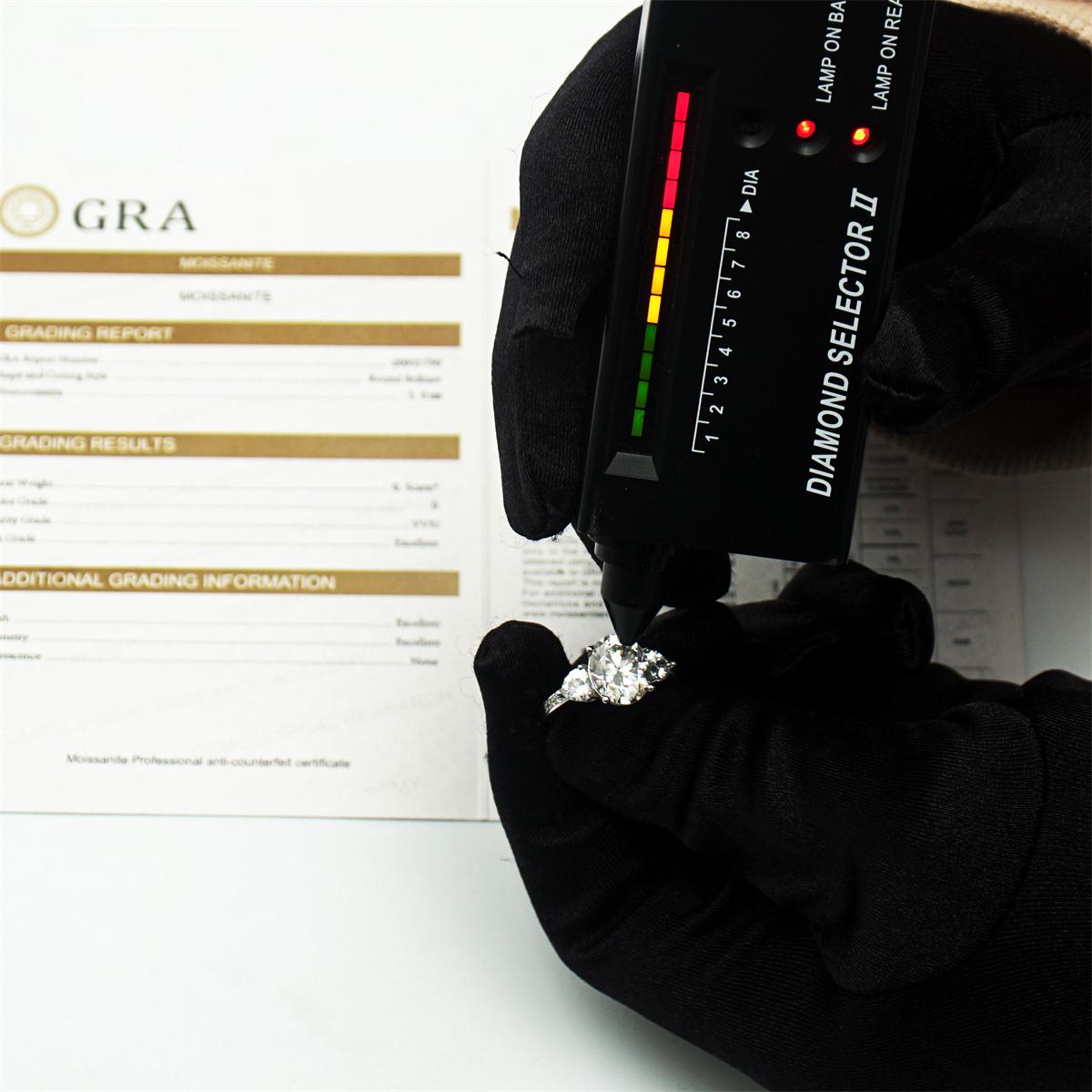 5ct Oval Synthetic Moissanite Three Stones Ring In 925 Sterling Silver