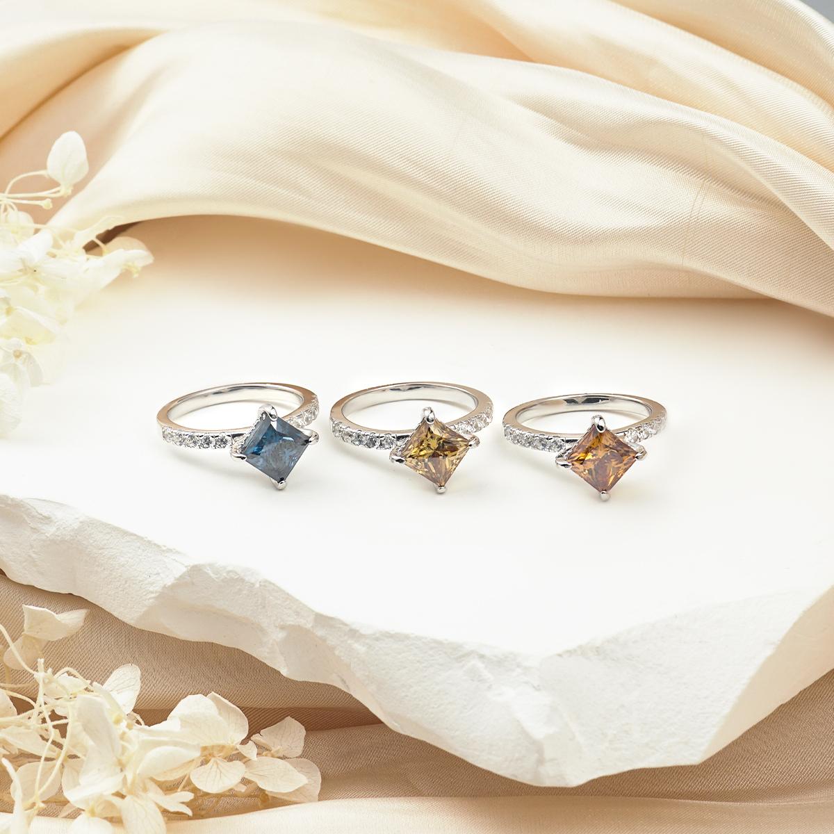 2ct Princess Synthetic Moissanite Compass Ring In 925 Sterling Silver