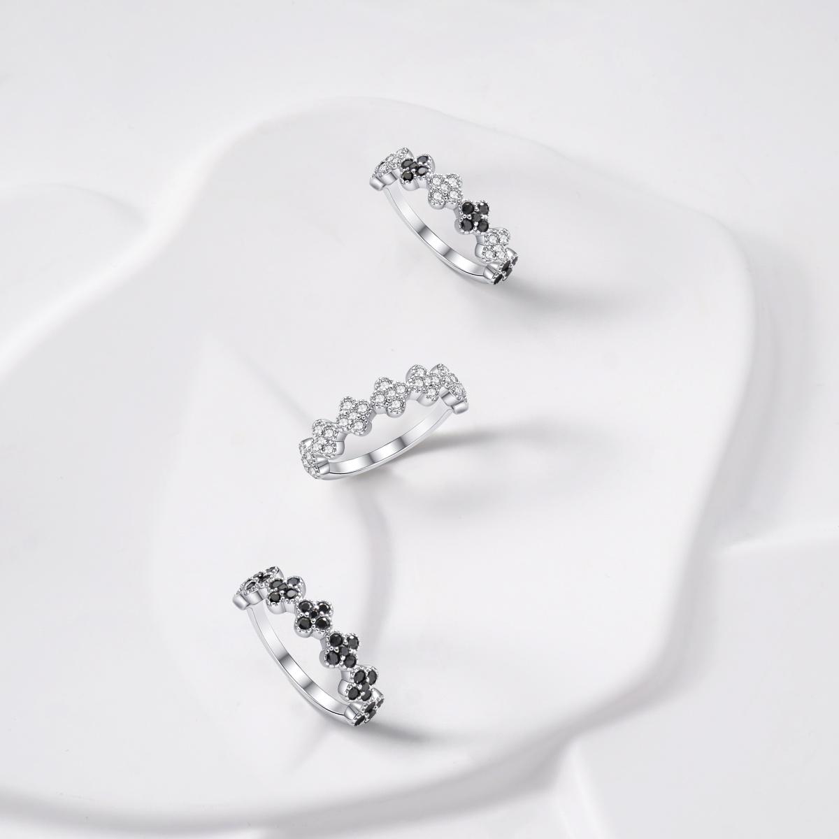 Delzzad 0.6ct Luxury Floral Eternity Band Cluster Ring Synthetic Moissanite Wedding Bands Ring S925 Sterling Silver Moissanite Jewelry Perfect Birthday Engagement Wedding Anniversary Gift