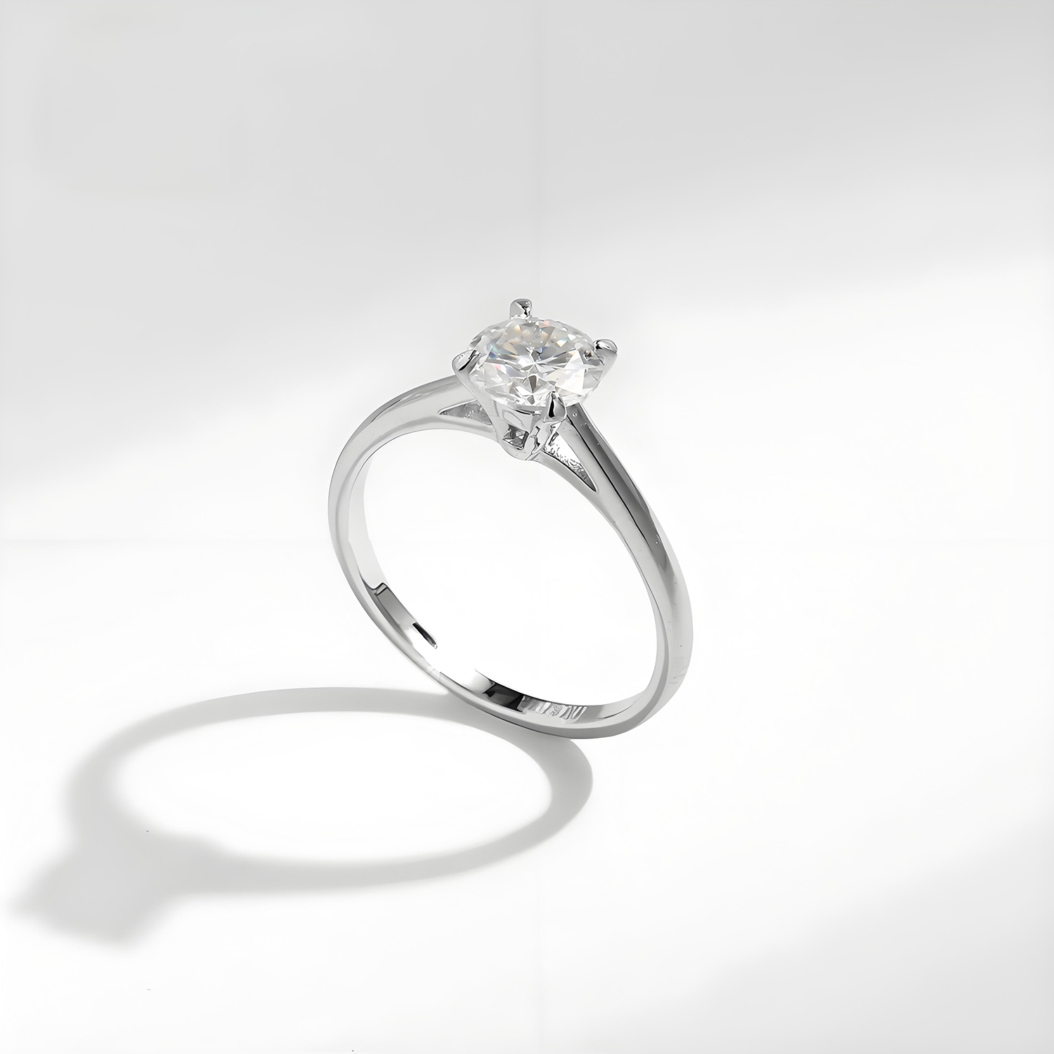 S925 1-2ct Round VVS Synthetic Moissanite Solitaire Four-Prong Ring Band Engagement Wedding Mother's Day Gifts For Her