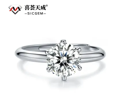 0.5-5ct Round Synthetic Moissanite Classic Six Prong Ring S925