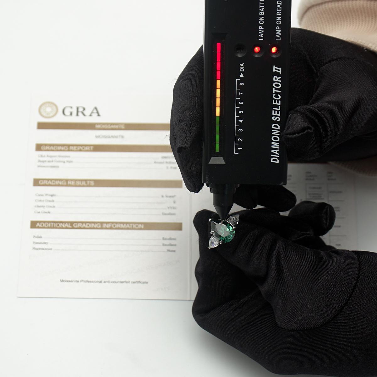 6ct Pear Synthetic Moissanite Three Stones Ring In 925 Sterling Silver