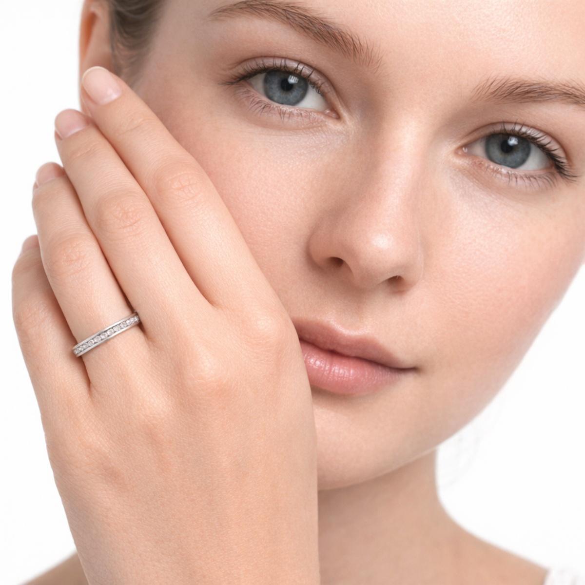 Eternal Path Ring Channel Set Eternity Wedding Band Ring VVS Synthetic Moissanite Ring Jewelry Copper Band