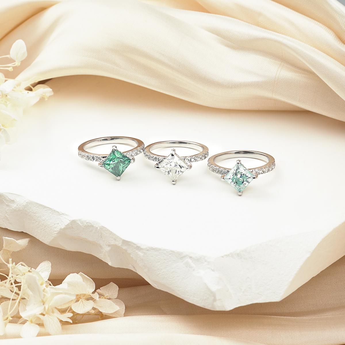 2ct Princess Synthetic Moissanite Compass Ring In 925 Sterling Silver