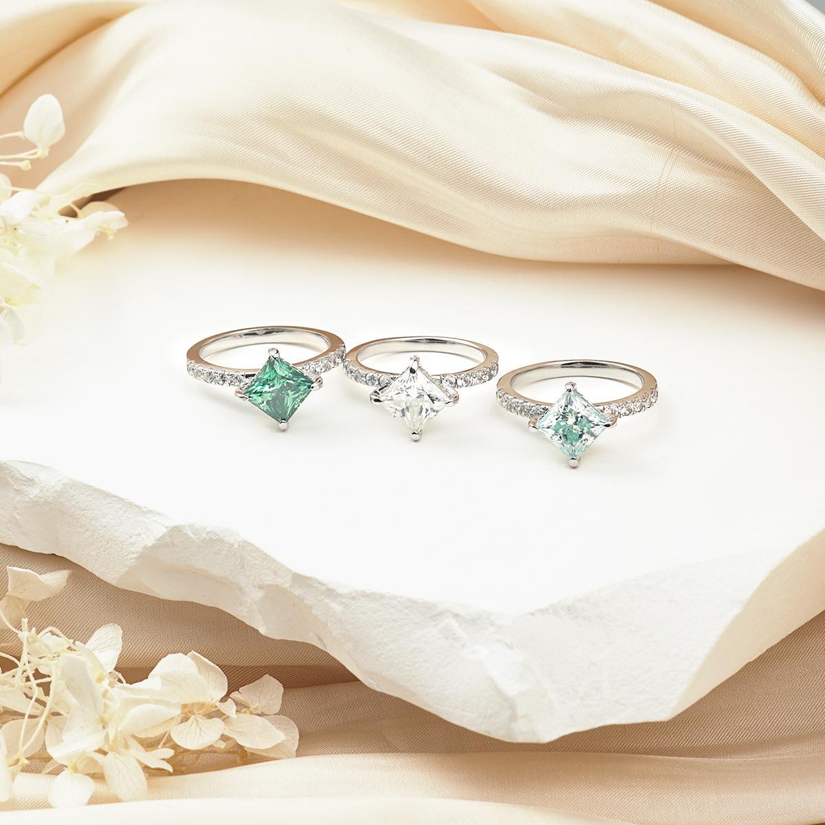 2ct Princess Synthetic Moissanite Compass Ring In 925 Sterling Silver