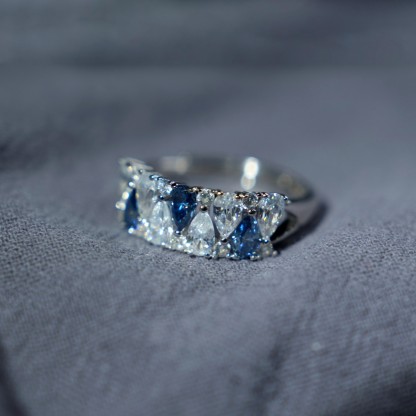 0.35ct Pear Synthetic Moissanite Ring S925