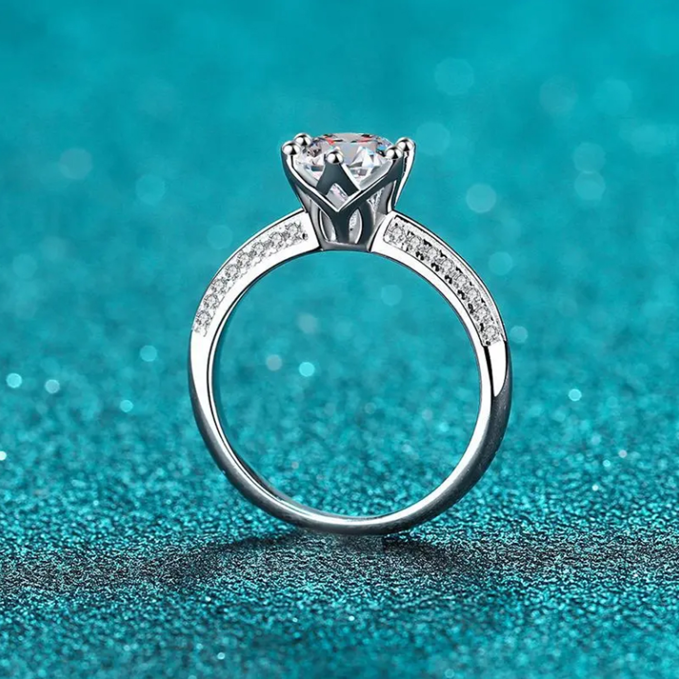 1-5ct Round Synthetic Moissanite Ring S925