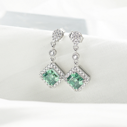 S925 Asscher Synthetic Moissanite Prismatic Stud Earrings