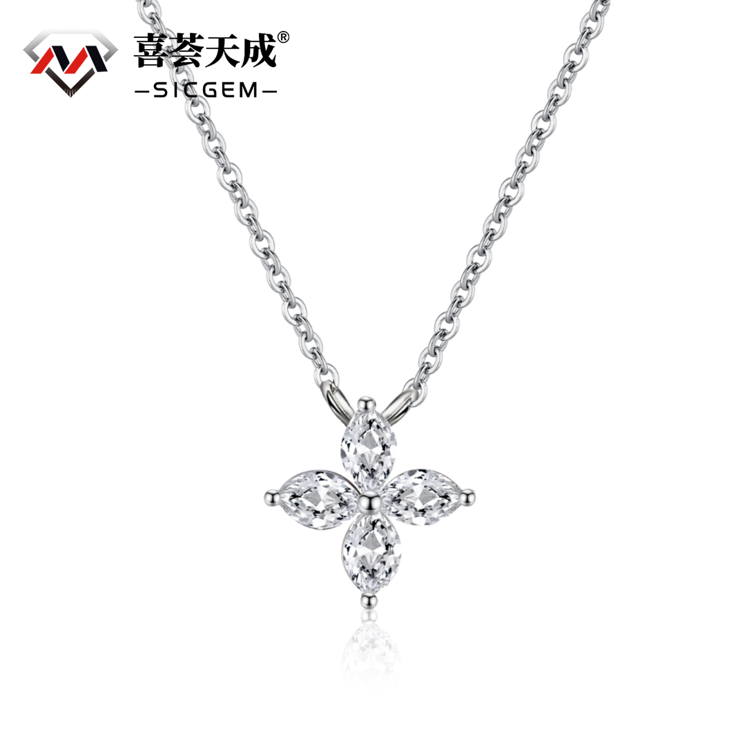 Marquise Synthetic Moissanite Necklace S925 Jewelry