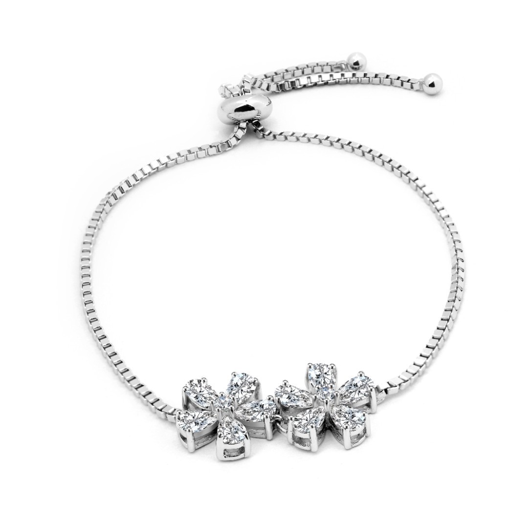 3.5ct Pear Synthetic Moissanite Flower Bracelet S925