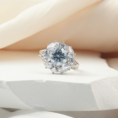 2.5ct Cushion Synthetic Moissanite Ring S925