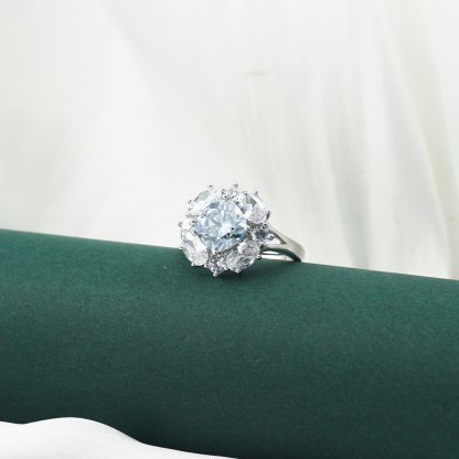 2.5ct Cushion Synthetic Moissanite Ring S925