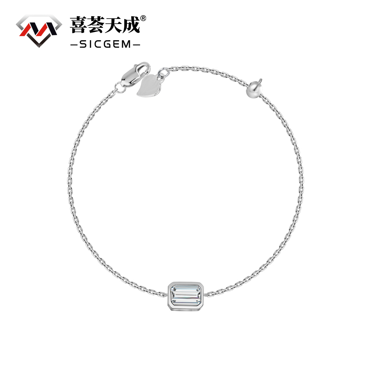 1ct Step Cut Synthetic Moissanite Bracelet S925