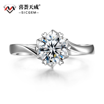 0.5-3ct Round Synthetic Moissanite Twisted Band Snowflake Ring S925