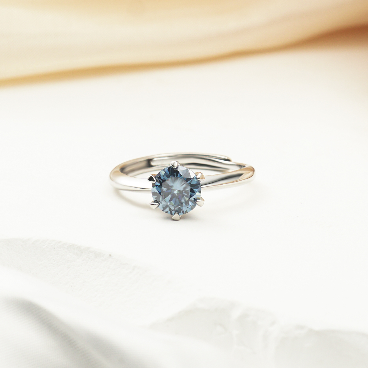 1ct Round Synthetic Moissanite Classic Six Prong Ring S925