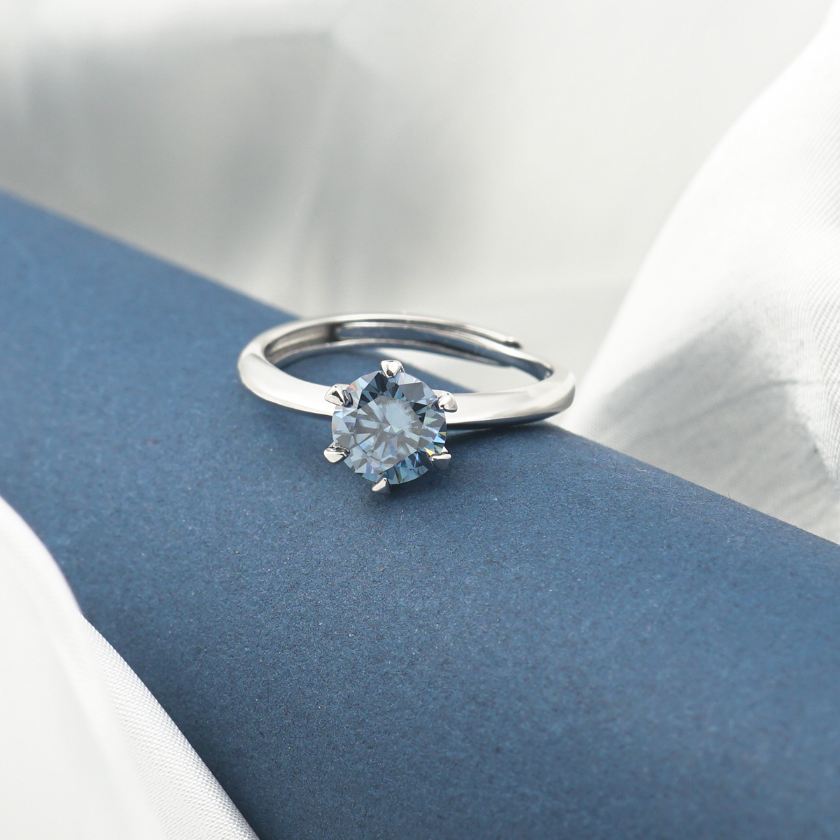 1ct Round Synthetic Moissanite Classic Six Prong Ring S925