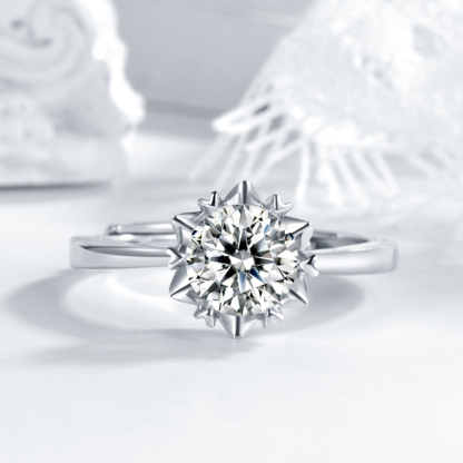 0.5-3ct Round Synthetic Moissanite Twisted Band Snowflake Ring S925