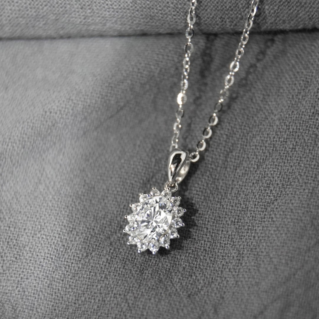 Synthetic Moissanite Pendant Necklace Chain S925