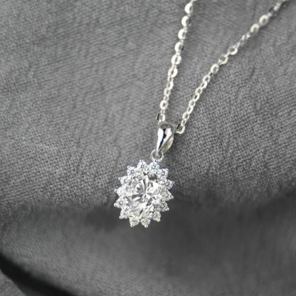 Synthetic Moissanite Pendant Necklace Chain S925