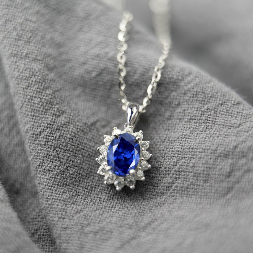 Synthetic Moissanite Pendant Necklace Chain S925